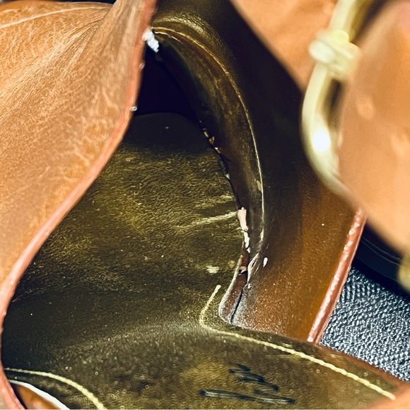 Marc Fisher Brown Cognac Leather Bootie Style Heel Women’s Size 9 - Picture 7 of 10